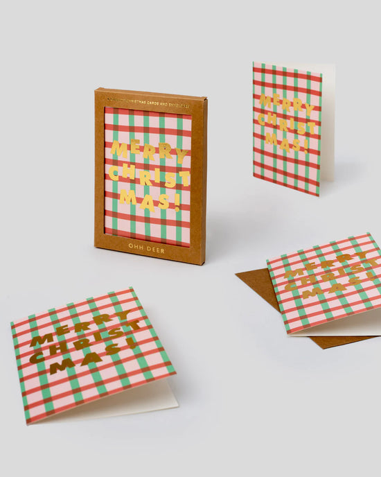 Load image into Gallery viewer, Typographic Pattern Christmas Card Set
