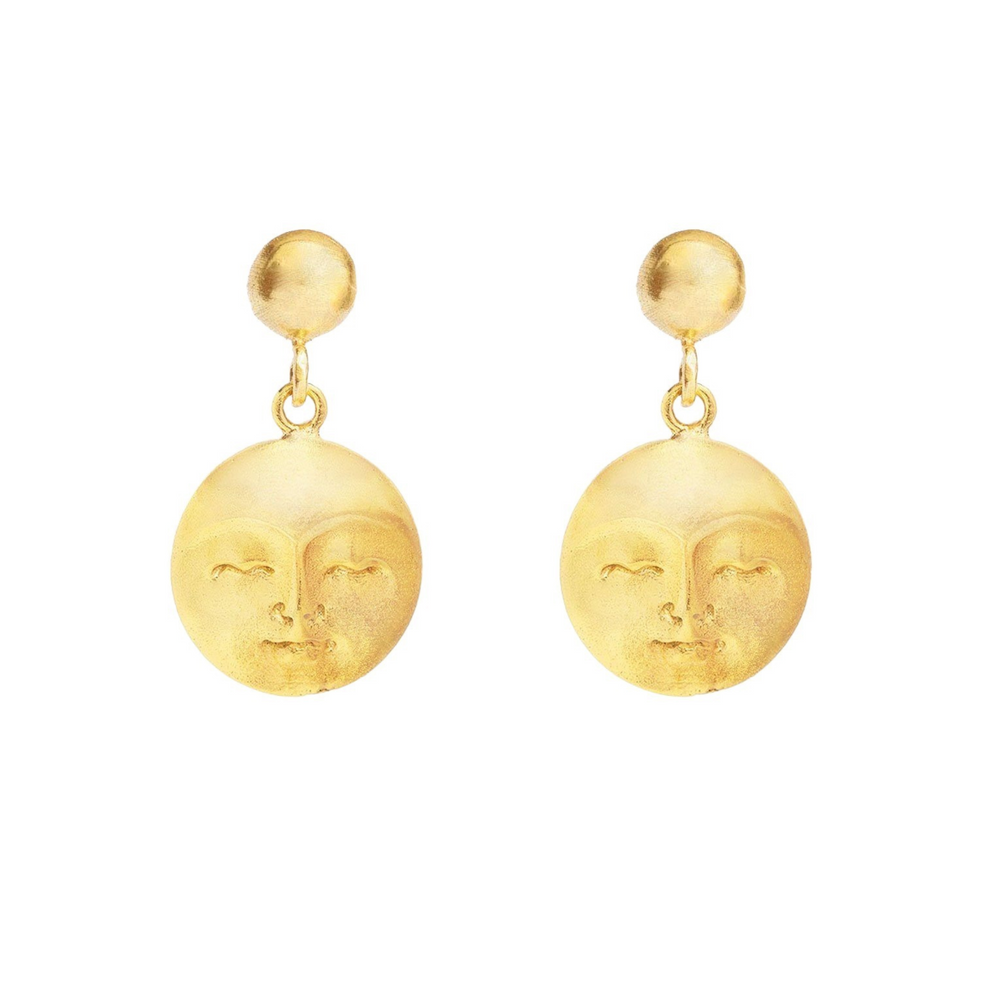 Moon Face Drop Earrings