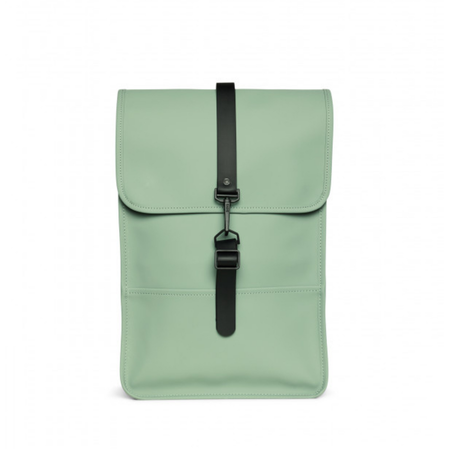 Rectangular backpack with a strap in the centre and carabiner closure