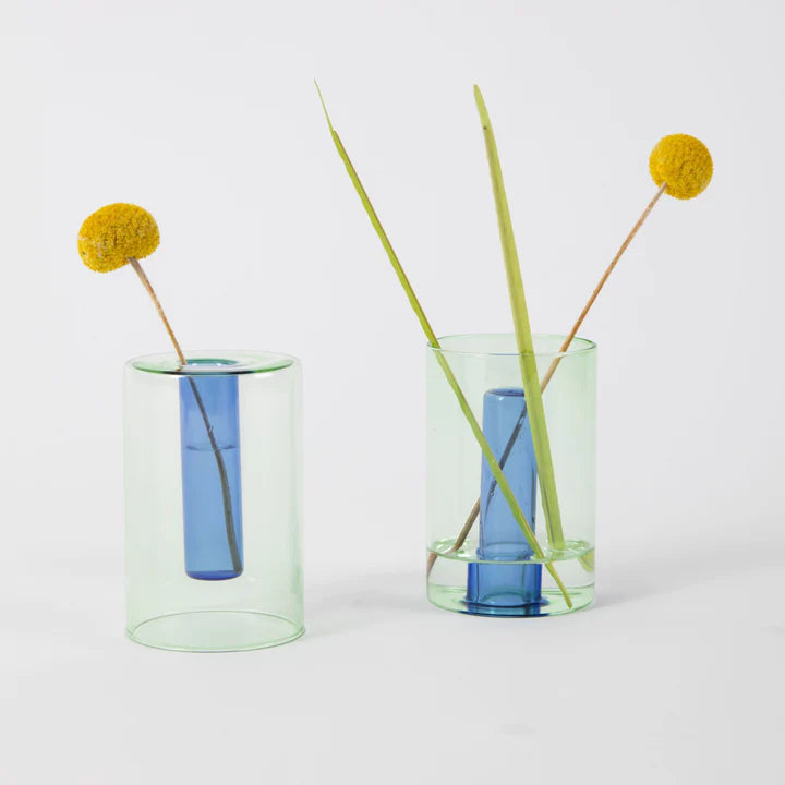 Reversible Glass Vase Green & Blue