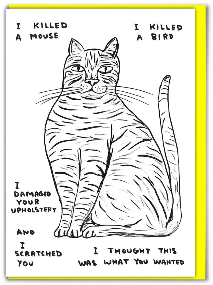 I Killed A Mouse by David Shrigley Greeting Card