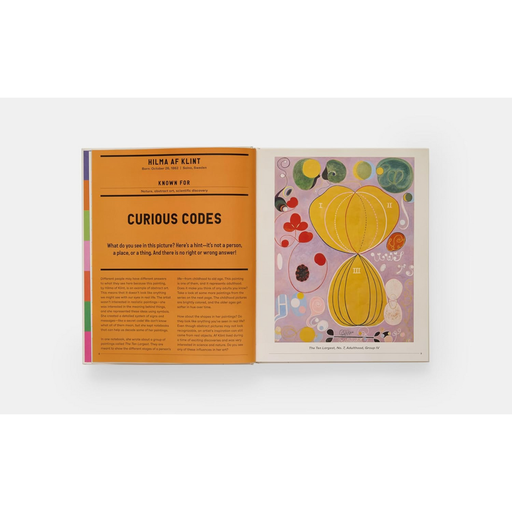 
                  
                    Internal pages of The Art Book for Children, featuring Hilma Af Klint.
                  
                