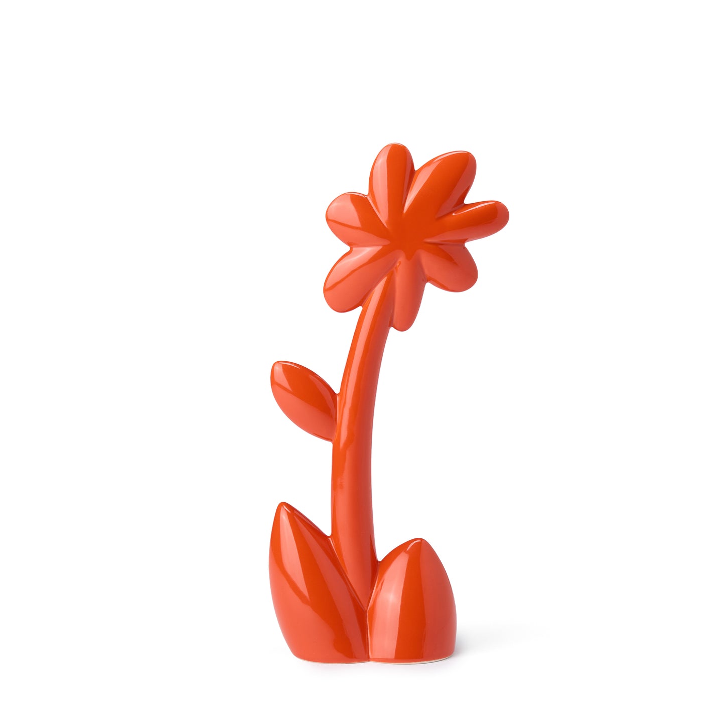 Red ceramic flower-shaped object on a white background