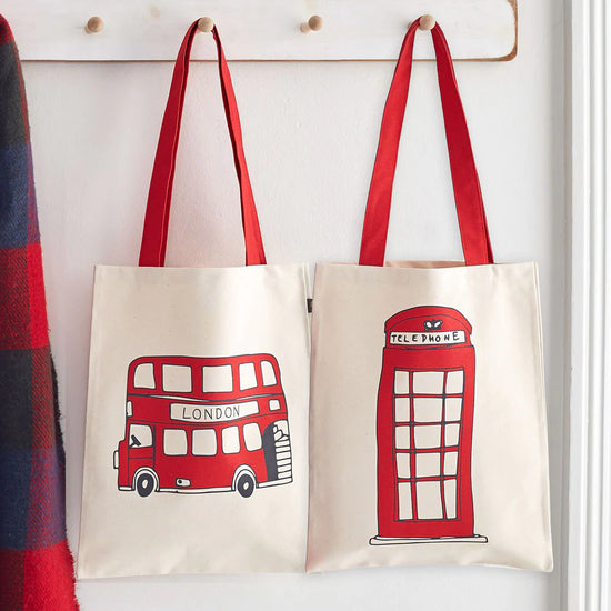 Load image into Gallery viewer, Tote Bag London Bus &amp;amp; Telephone Box
