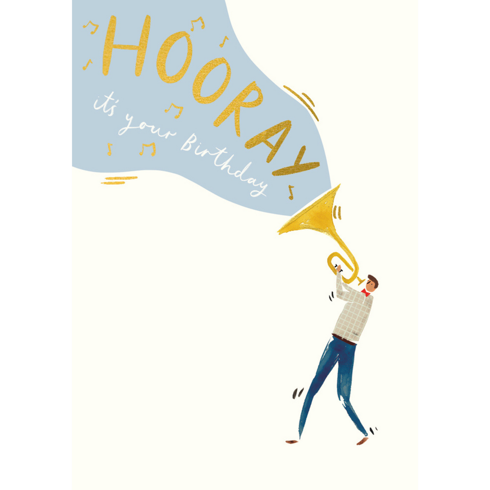 Hooray Trumpet Birthday Card