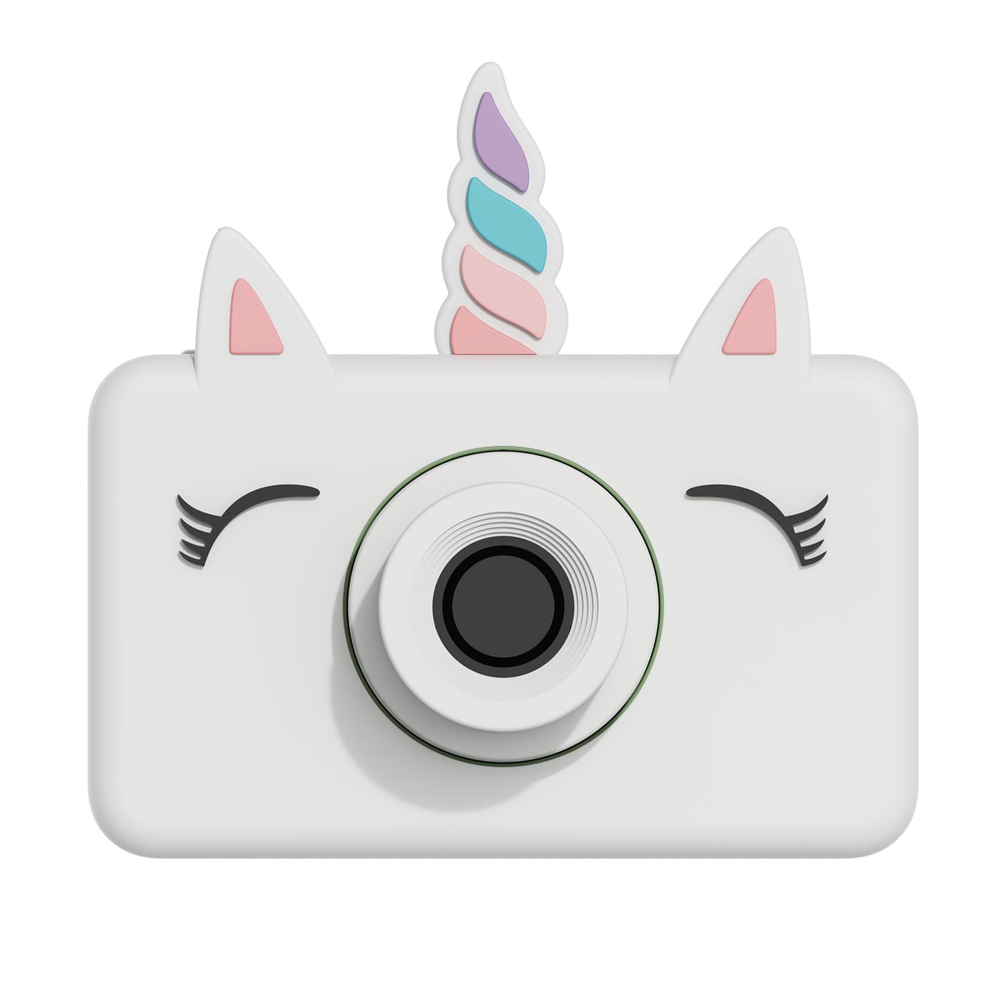 Unicorn-themed camera with a white background