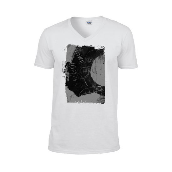 Load image into Gallery viewer, V Neck White Meltdown T-Shirt
