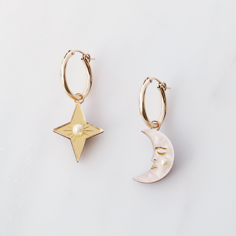 
                  
                    Moon & Star Hoop Earrings
                  
                