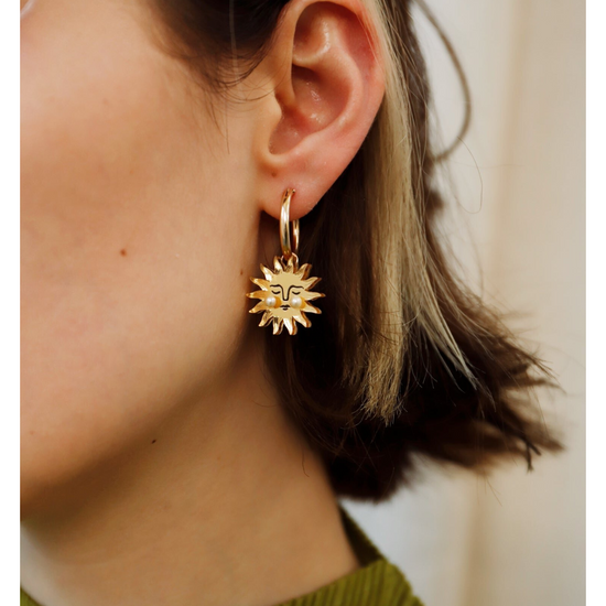 Load image into Gallery viewer, Sun Hoop Earrings
