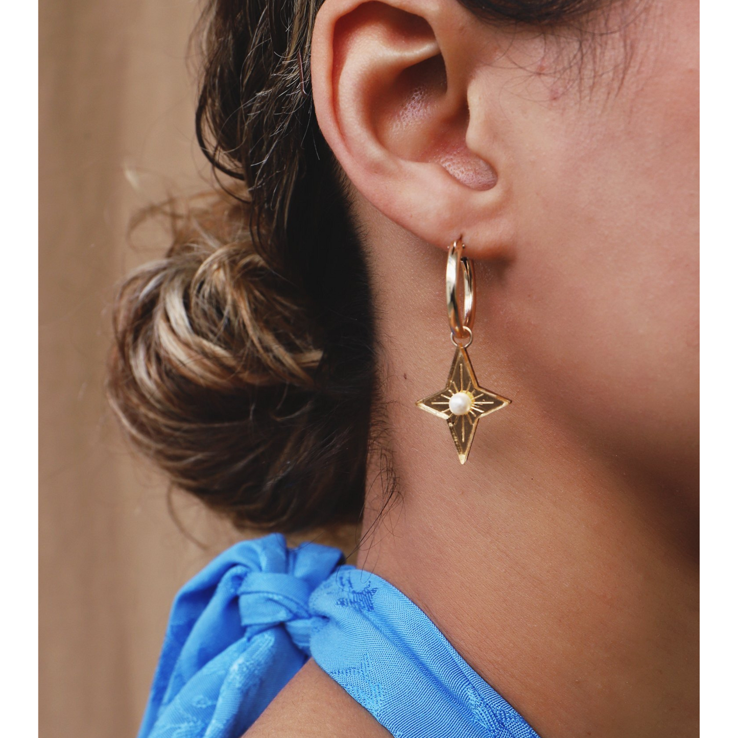 Star Dome Hoop Earrings - Star Hoop Earrings - Northern Star Hoops - Medium  Hoop - Shop K Jewelry by Katerina Earrings & Clip-ons - Pinkoi