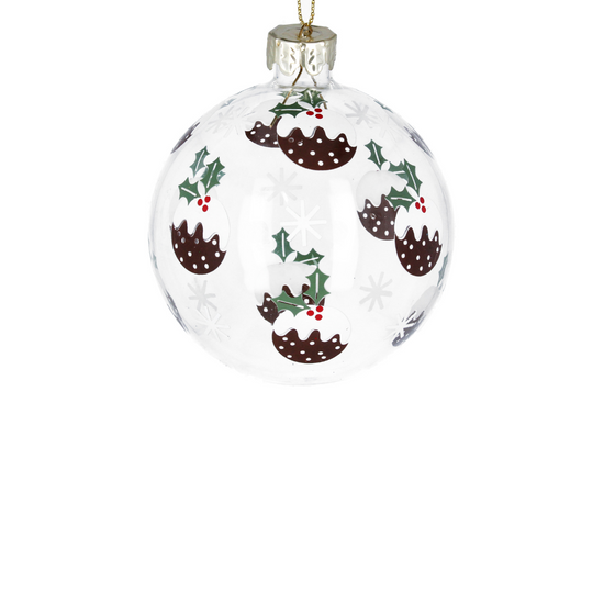 Load image into Gallery viewer, Christmas Pudding Glass Decoration
