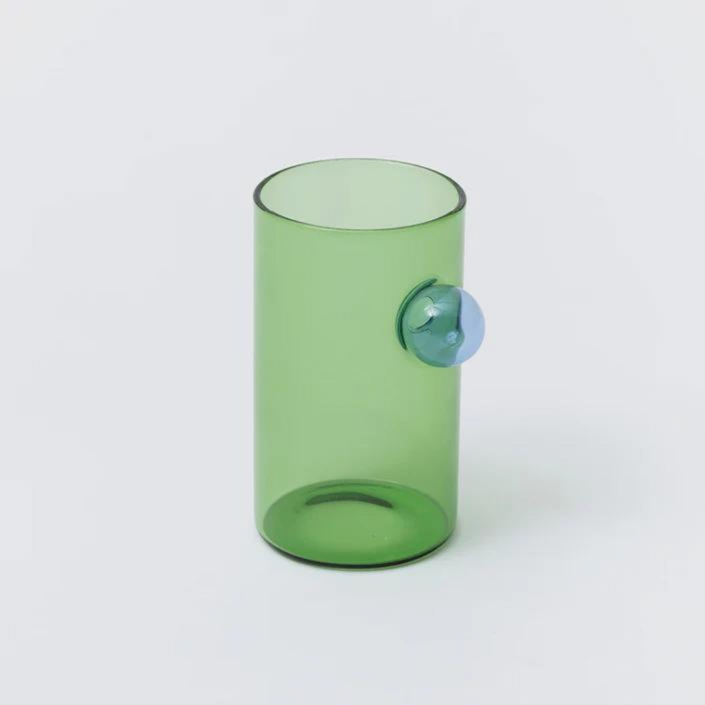 
                      
                        green water glass with bubble detail.
                      
                    