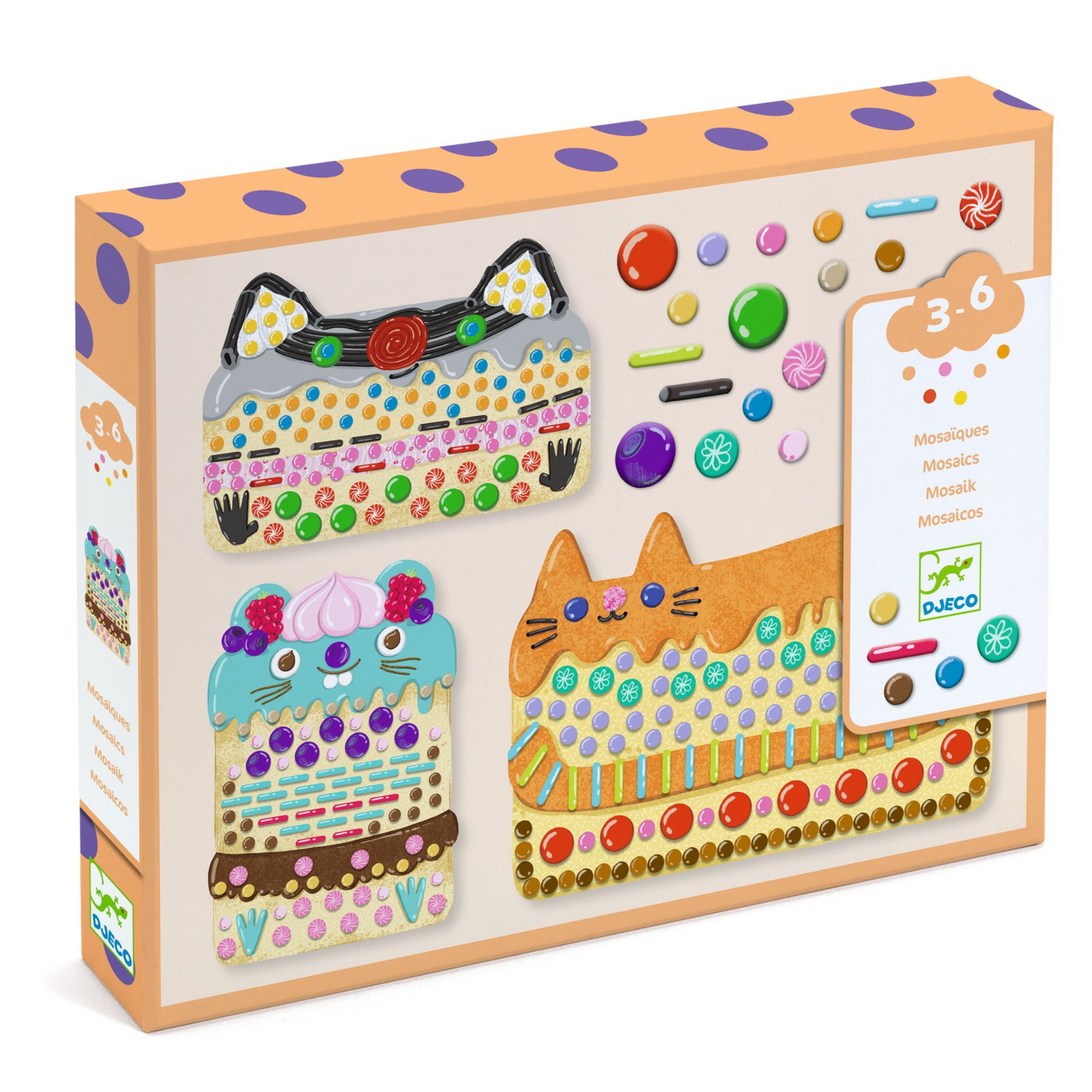box with cute cake collage kit materials.