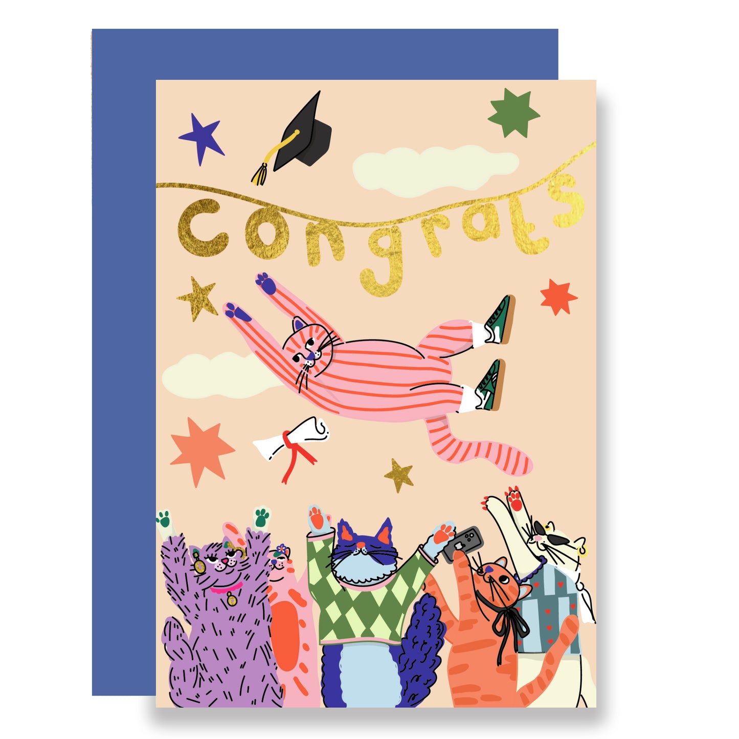 Yay Cat Graduation Card