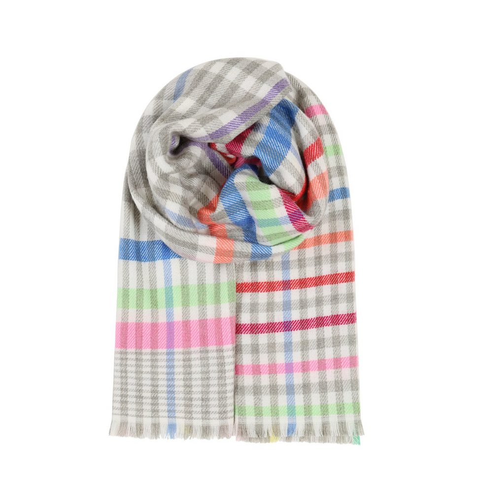 Checked Wool Mixed Scarf