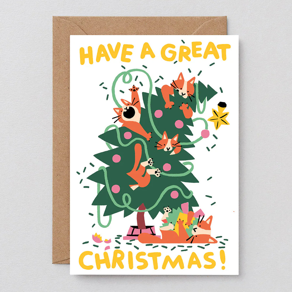 Great Christmas Cats Embossed Christmas Card