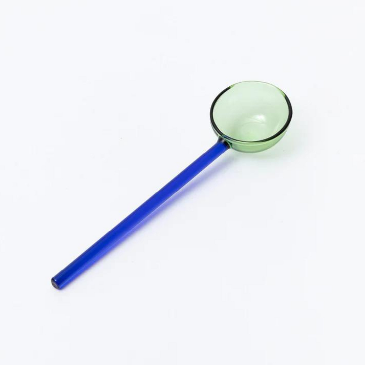 blue and green glass spoon.