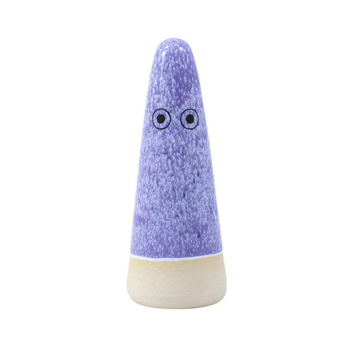
                  
                    A cone-shaped ceramic figurine with hand-painted eyes
                  
                