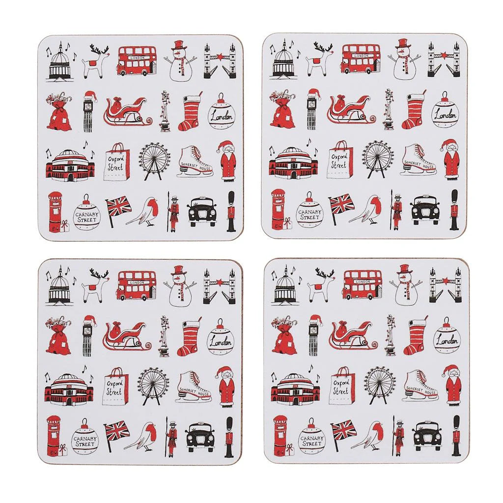 London Christmas Coaster Set