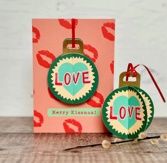 Load image into Gallery viewer, Merry Kissmas Pop-up Bauble Card
