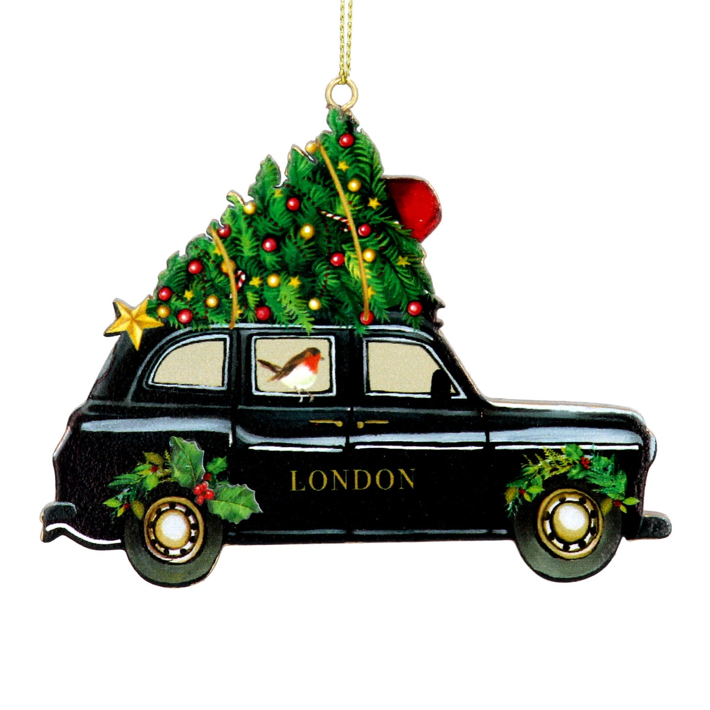 Load image into Gallery viewer, London Taxi with Tree Wooden Decoration
