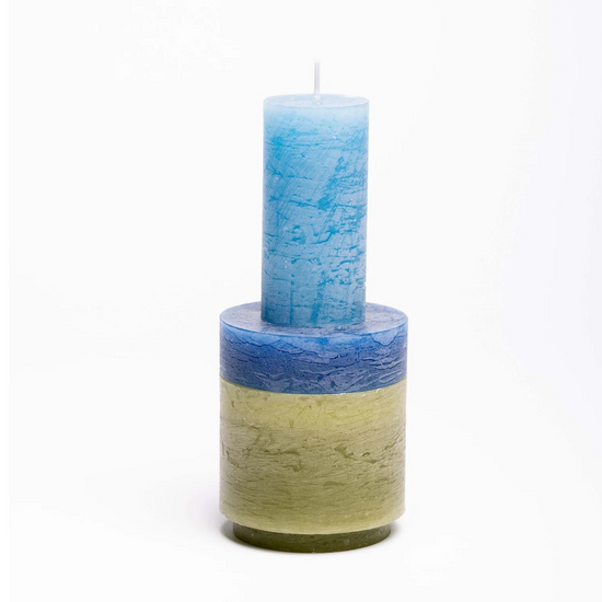 Load image into Gallery viewer,  candle made up of 3 different colour components, stacked vertically.
