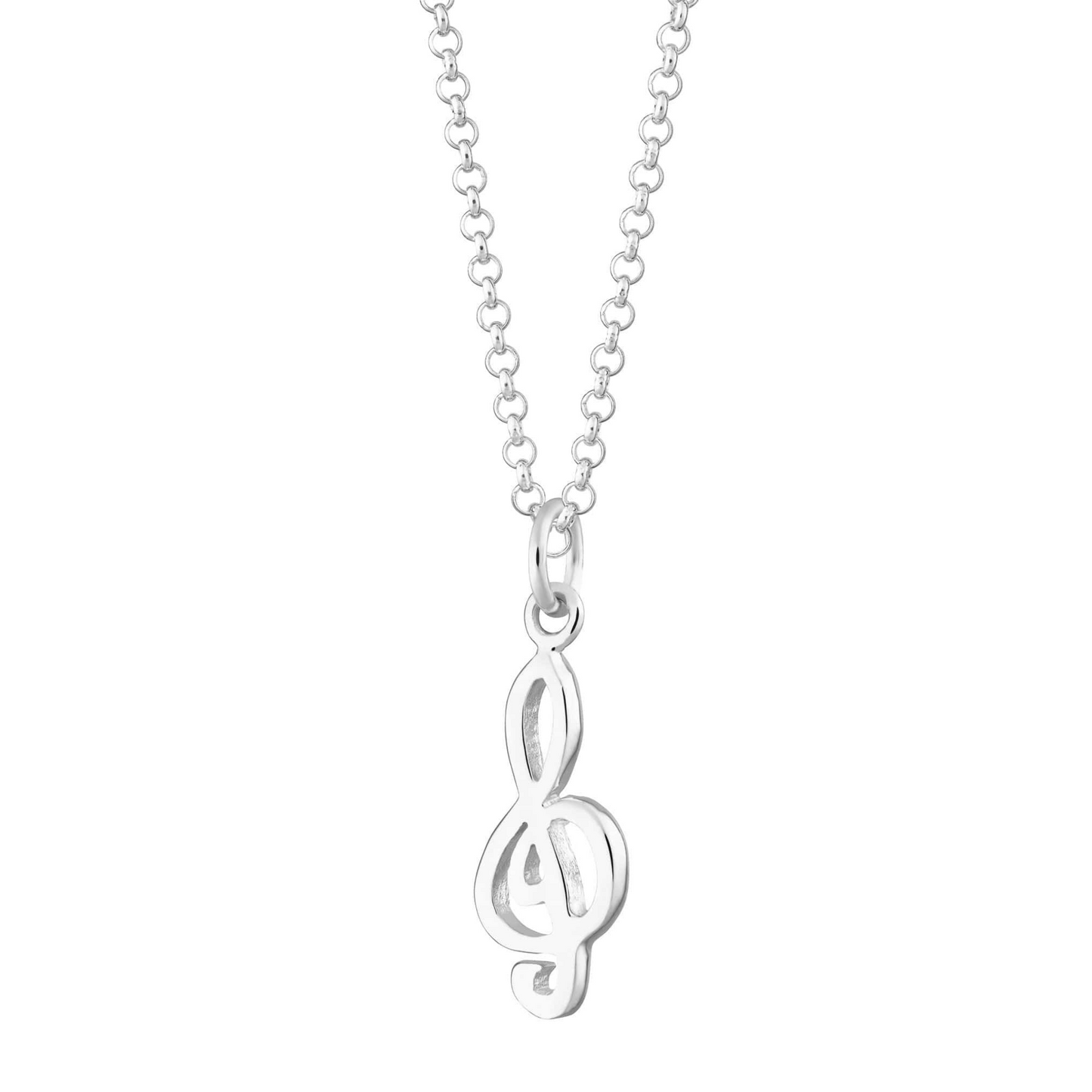 silver treble clef charm necklace.
