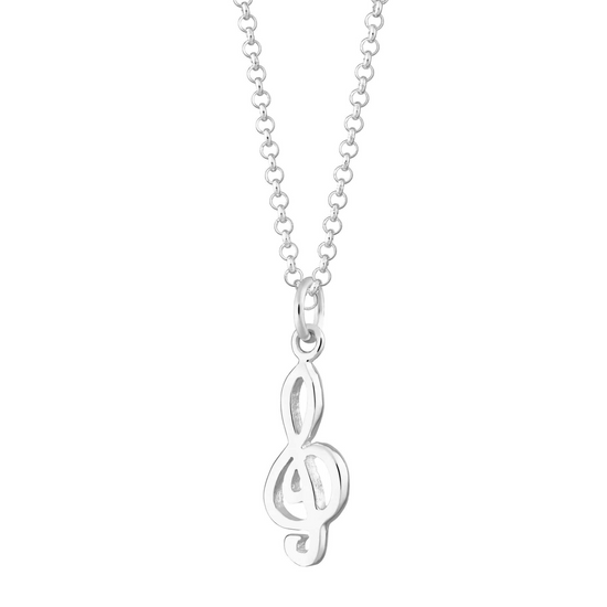 silver treble clef charm necklace.