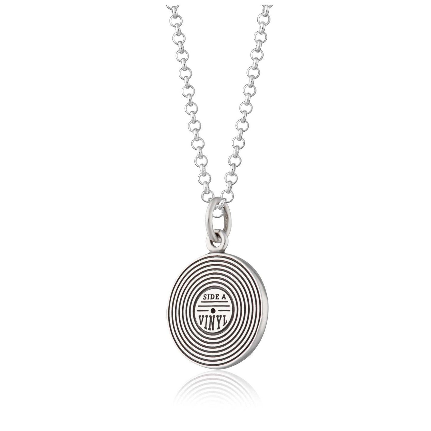Load image into Gallery viewer, silver necklace with vinyl charm.

