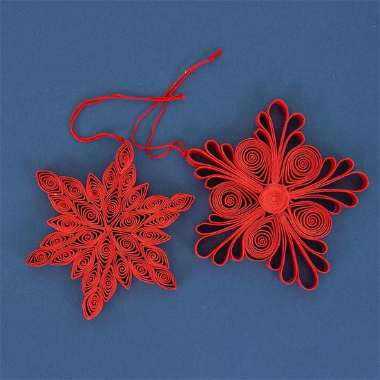 Set of 2 Red Quilled Christmas Decorations