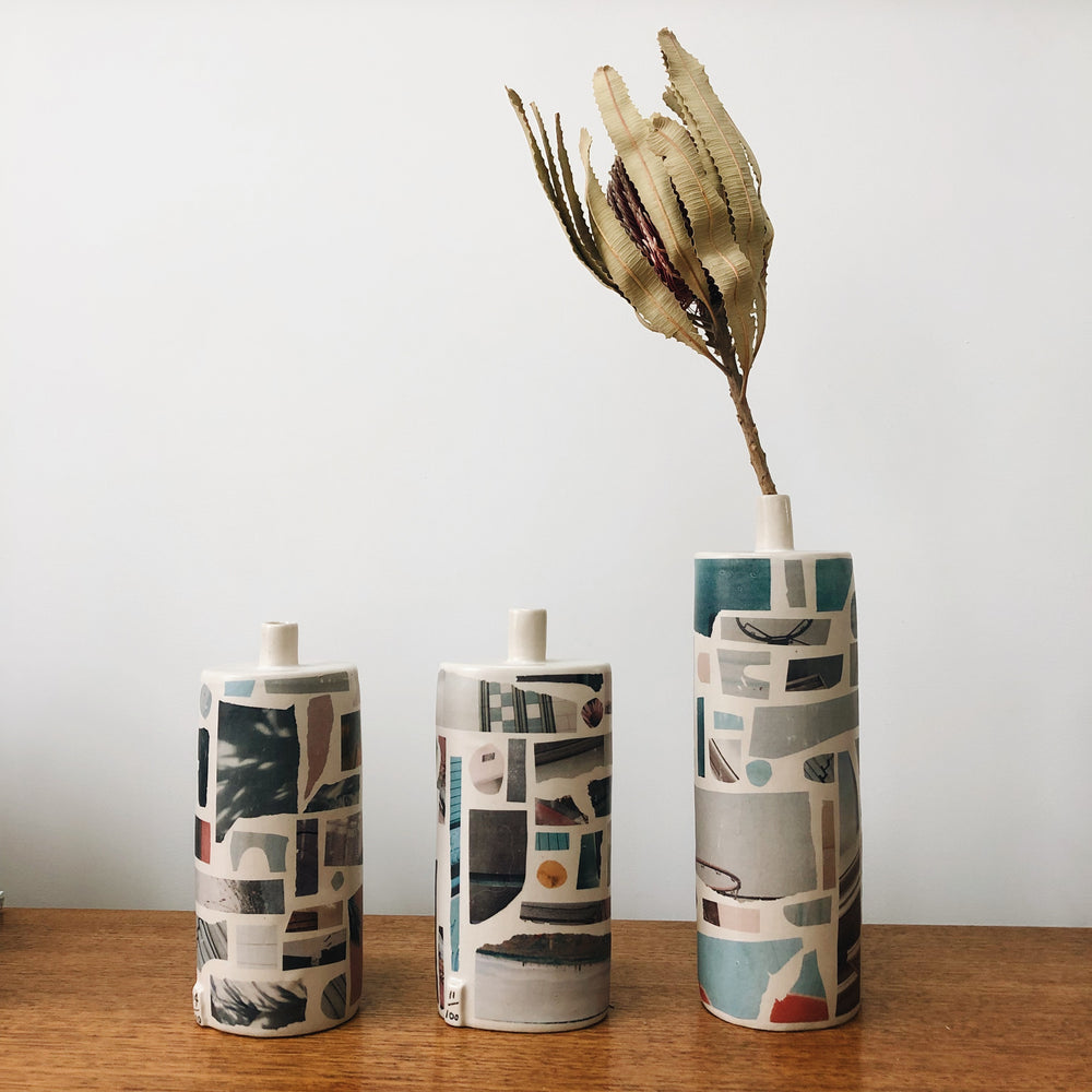 Jode Pankhurst Collage Bottle Vase