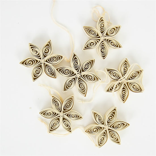 Load image into Gallery viewer, Mini Quill Set of 6 Star Ornaments
