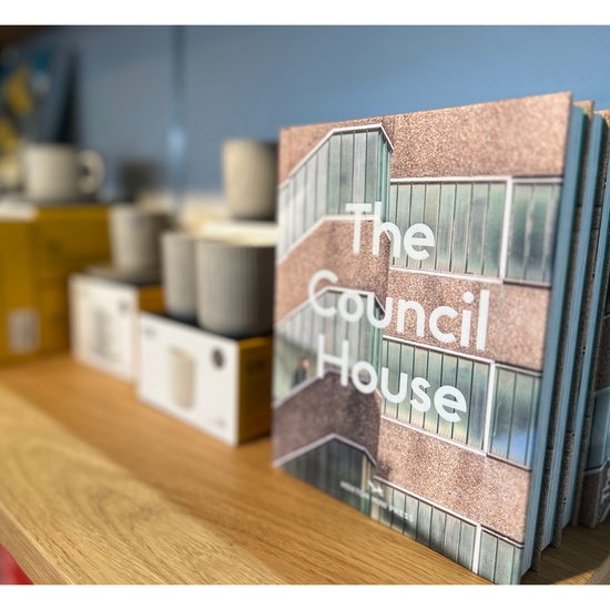 Photo of the council house book on a shelf in the Hayward Gallery shop