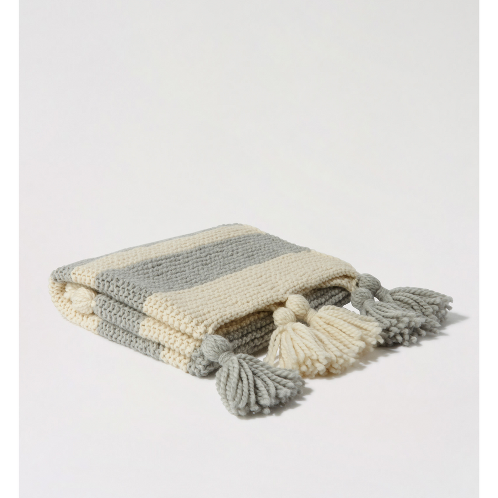 Make Your Own Blanket - Rocky Grey/ Ivory White Stripe