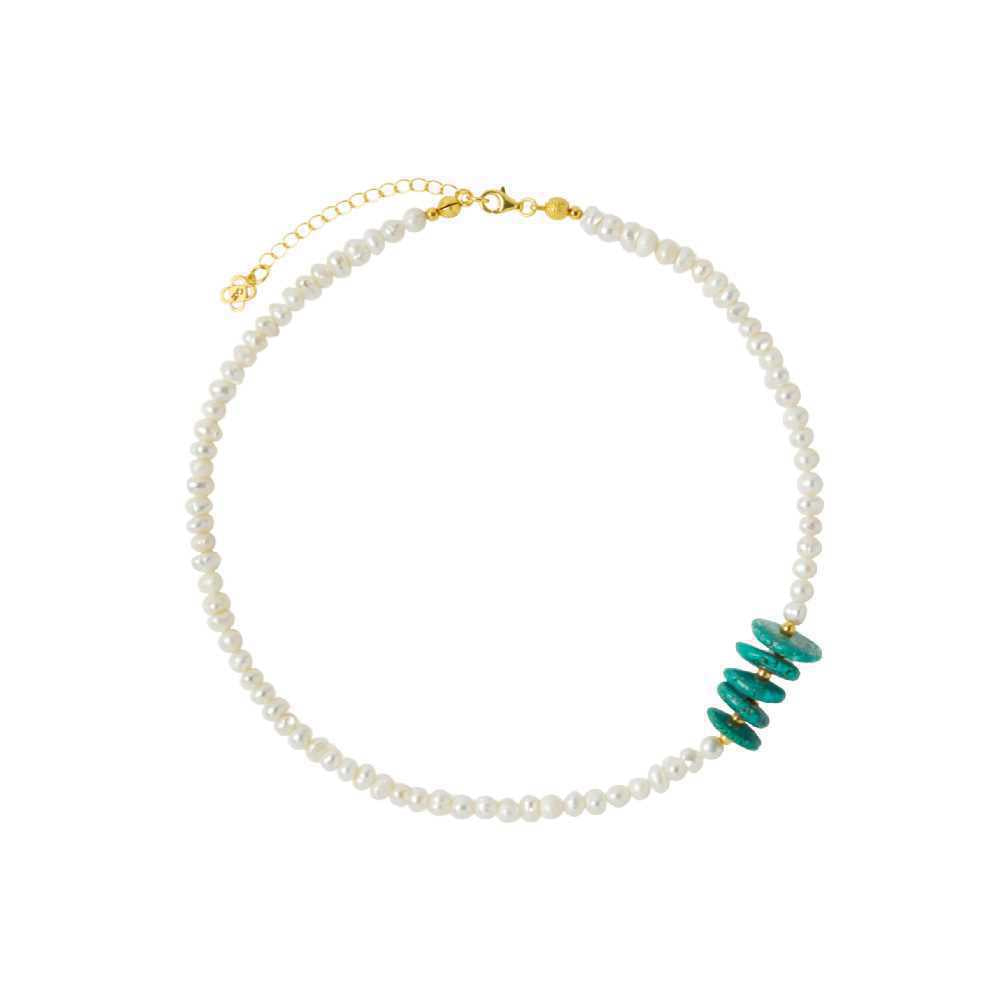Adelina Pearl and Turquoise Necklace