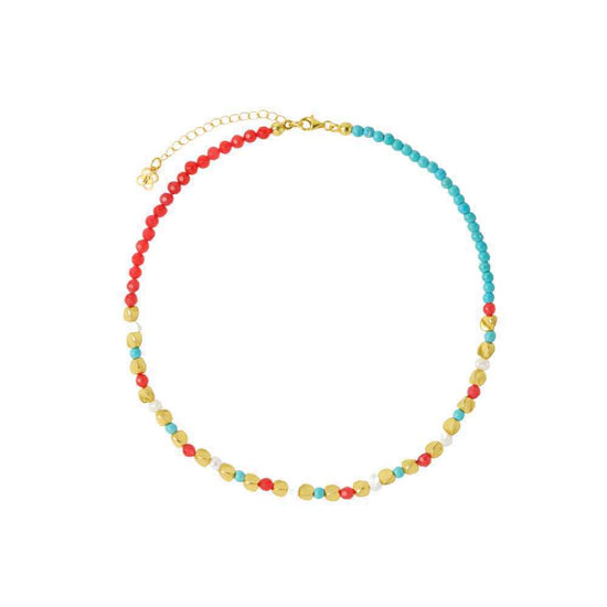 Load image into Gallery viewer, Capri Turquoise and Pink Jade Beaded Necklace
