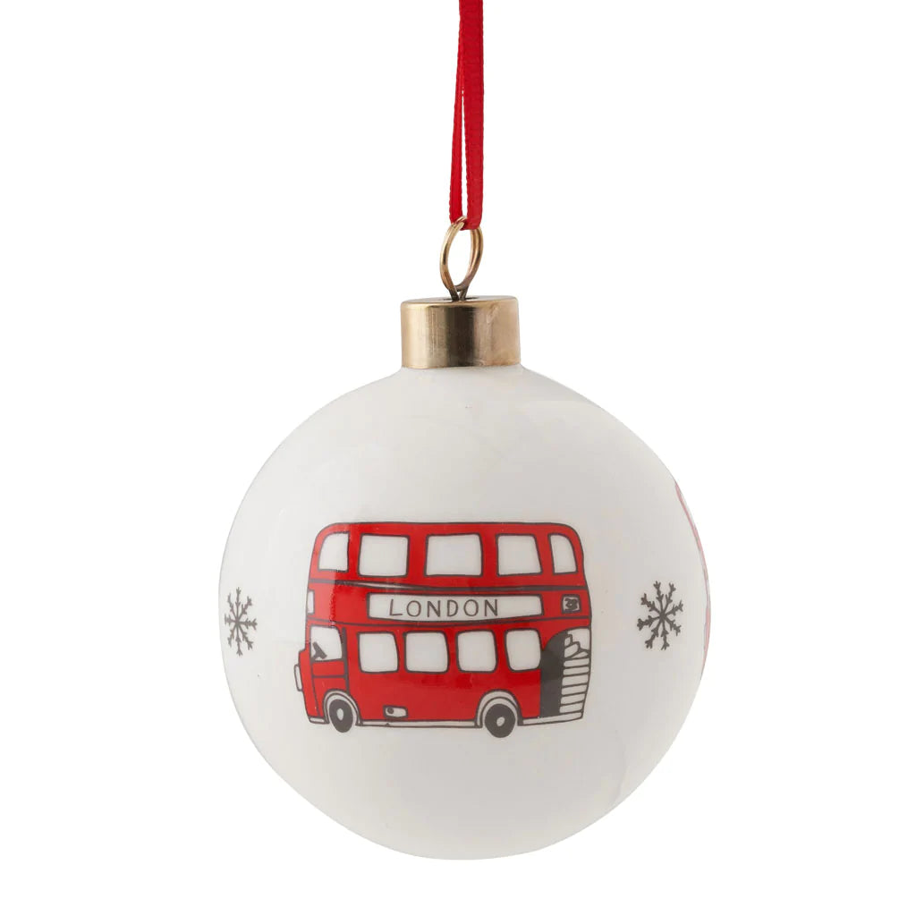 Load image into Gallery viewer, Simply London Bus Fine Bone China Bauble
