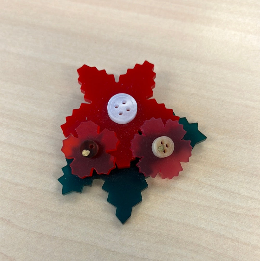 Brooch Pink Flowers