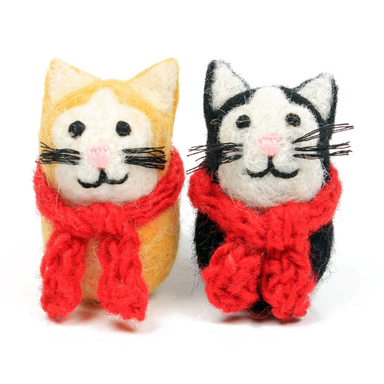 Black and Ginger Cat with Scarf Decoration
